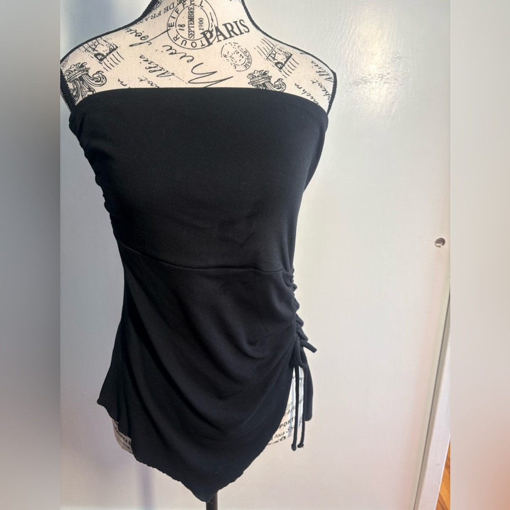 Black Top Sale!! Strapless Ruched Top